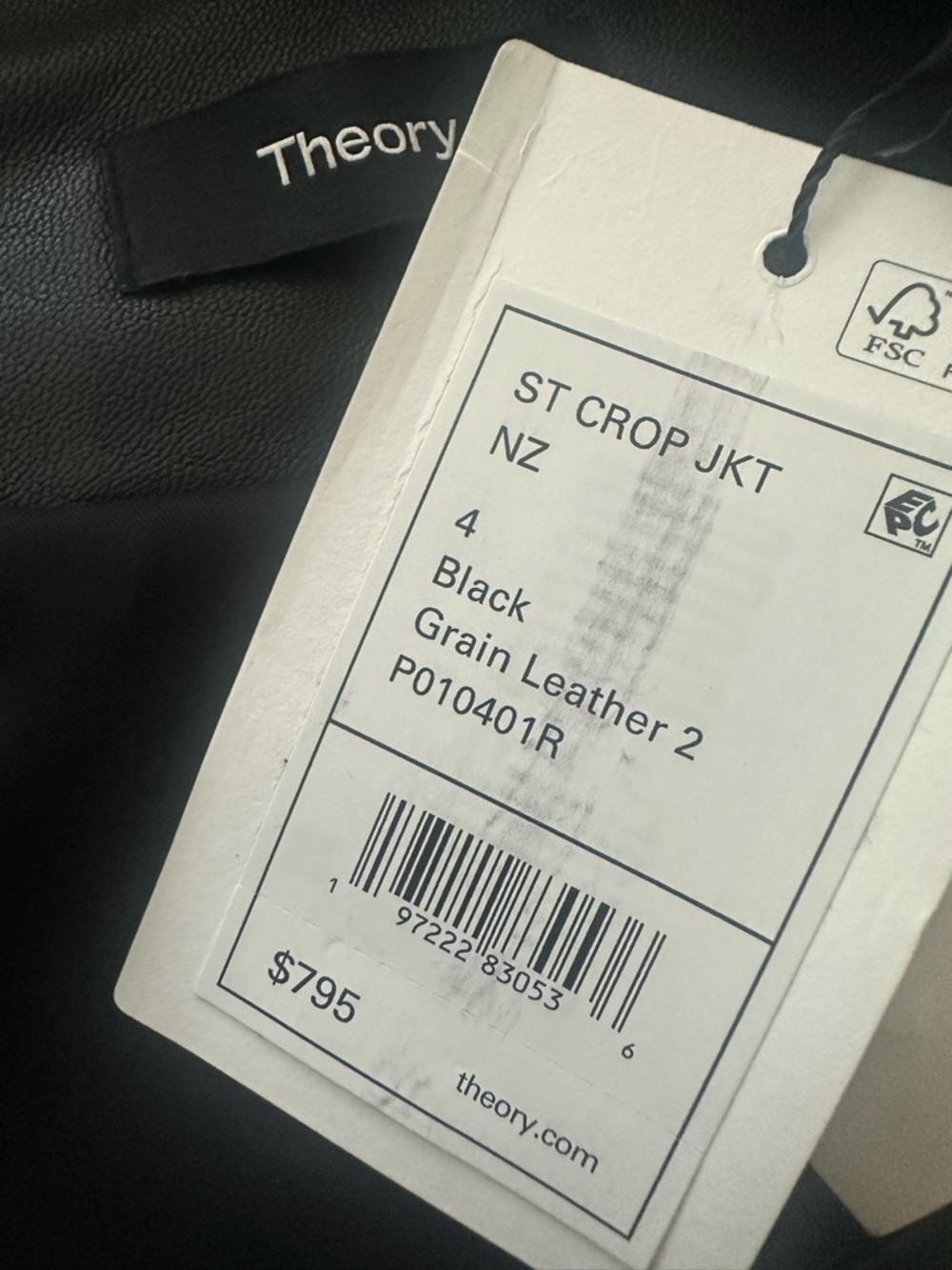THEORY St. Crop Leather Jacket Black SZ 4 - NWT $795 - Picture 9 of 11